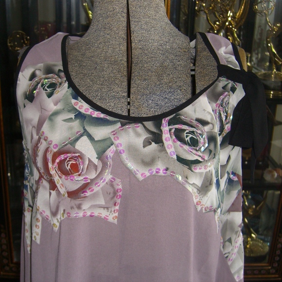NWT LIPSY ROSE PRINT SEQUIN TOP US6 UK10 - Picture 2 of 8